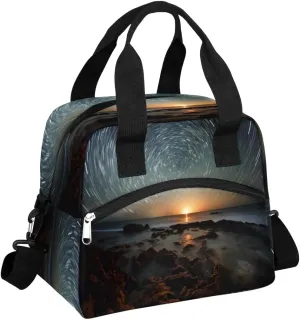 Ring Shaped Meteor Insulated Lunch Bag for Women Men Reusable Waterproof Lunch Box Cooler Tote Bag One shoulder portable meal bag Portable Adult Lunchbox for Work Picnic Hiking Beach