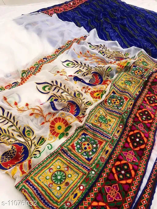 Riva enterprise womens arrivals festival Bandhani pallu embroidred saree