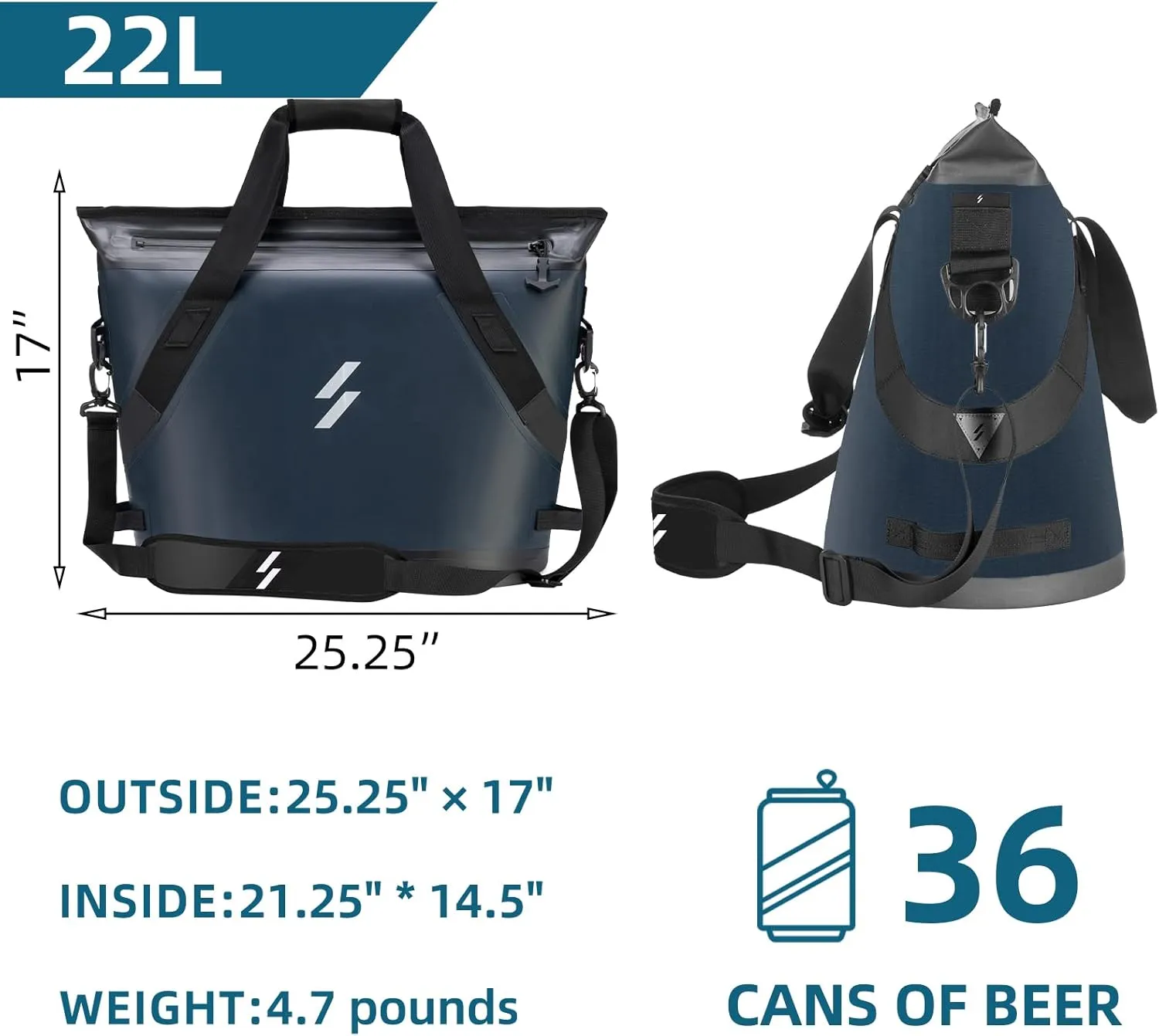 ROCKBROS Soft Cooler Bag Handheld Insulated Cooler Bag Soft Sided Cooler 22L Leakproof Camping Cooler Bag Waterproof Outdoor Cooler Bag for Beach Travel Hiking