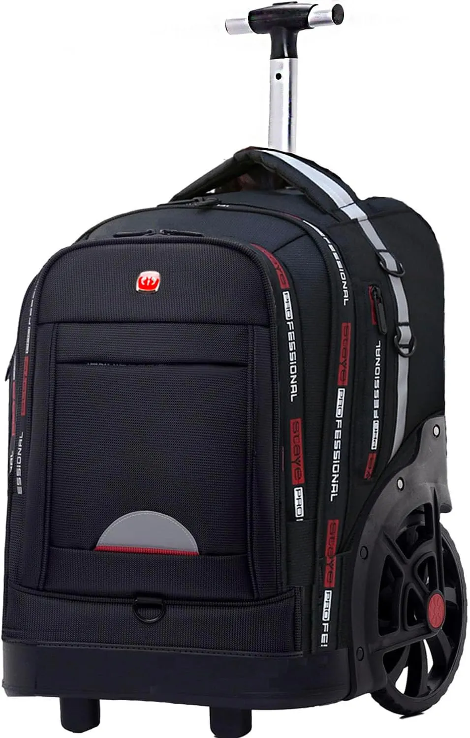 Rolling Backpack with Wheels for Adults, Large Wheeled Backpack with Laptop Waterproof Compartment, Roller Backpacks, Suitable for Leisure Outdoor Business Travel (Black)