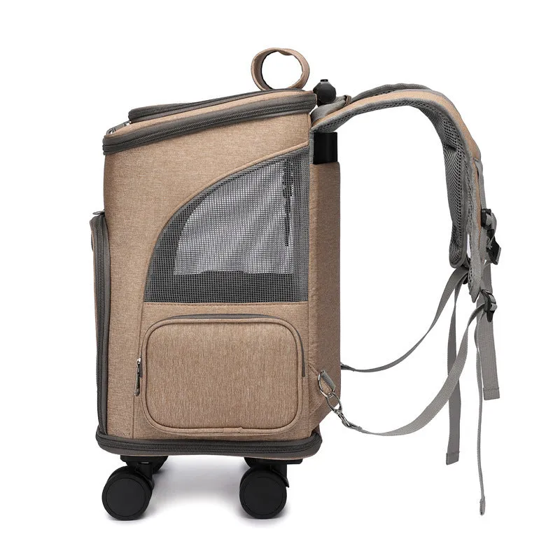Rolling Pet Backpack with Wheels for Travel