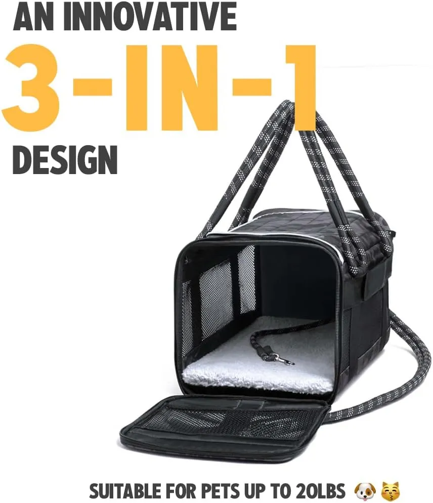 ROVERLUND Airline-Compliant Pet Carrier | Includes Leash | Suitable for Pets up to 20lbs