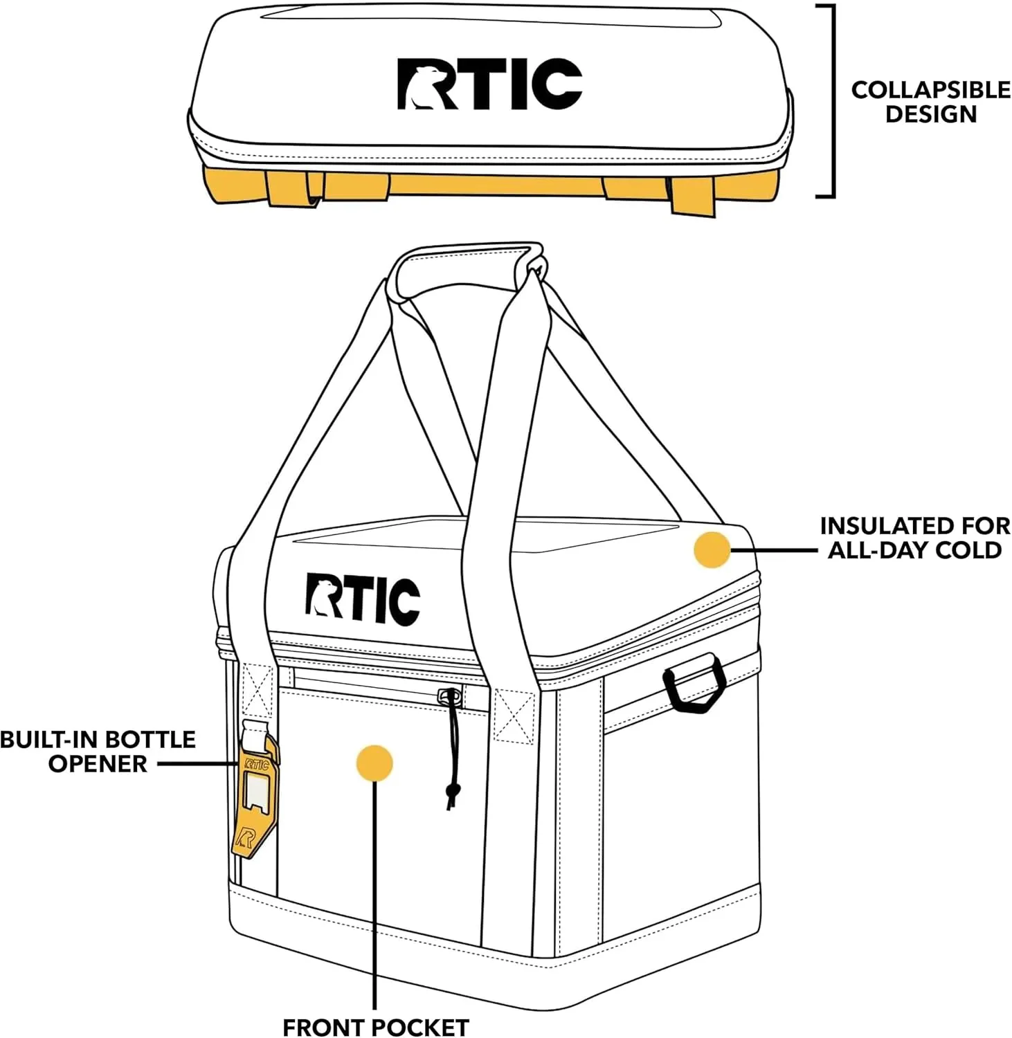 RTIC 28 Can Everyday Cooler, Soft Sided Portable Insulated Cooling for Lunch, Beach, Drink, Beverage, Travel, Camping, Picnic, for Men and Women