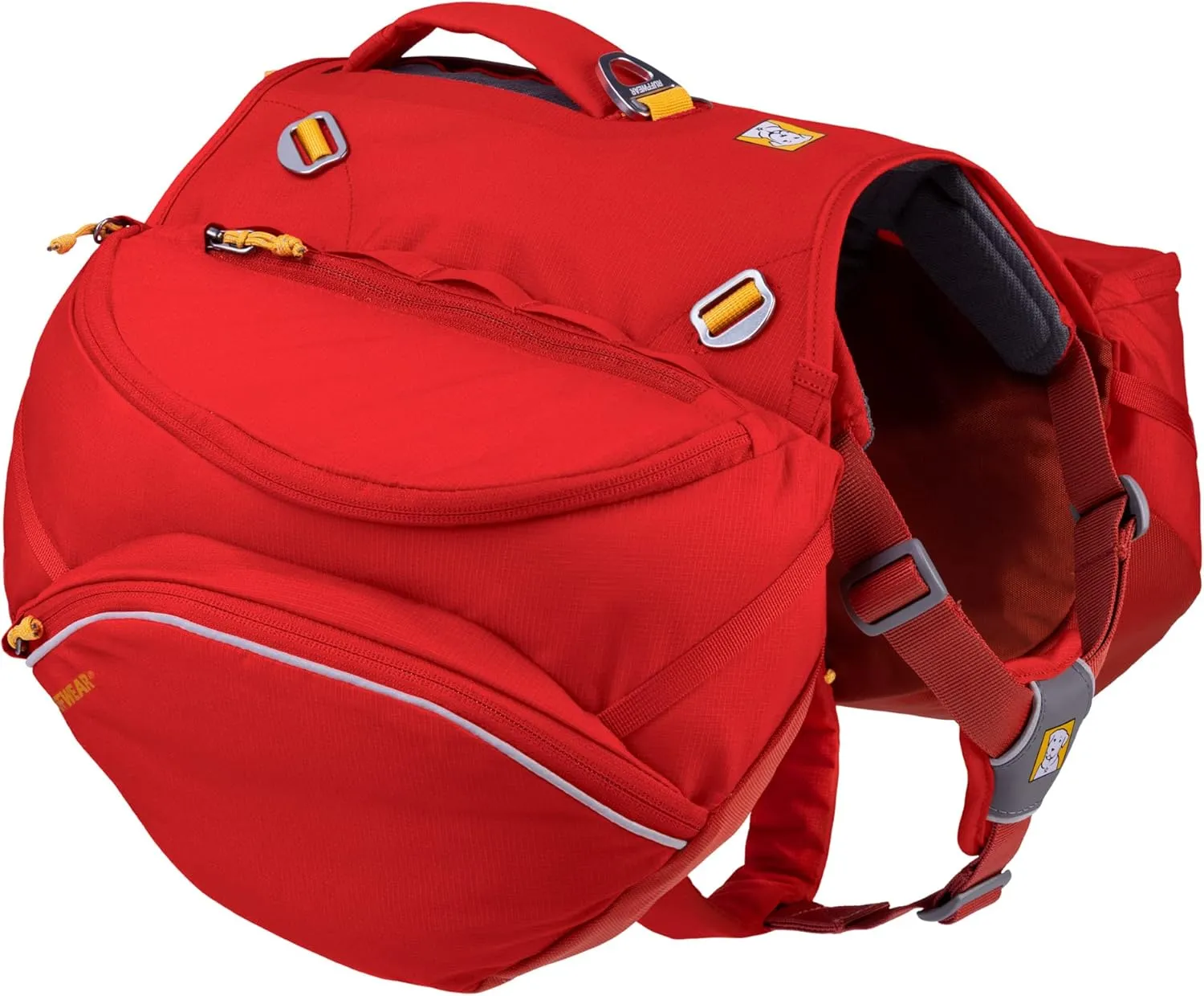 RUFFWEAR, Palisades Dog Backpack, Multi-Day Hiking Pack with Saddlebags and Hydration Bladders, Red Sumac, Large/X-Large