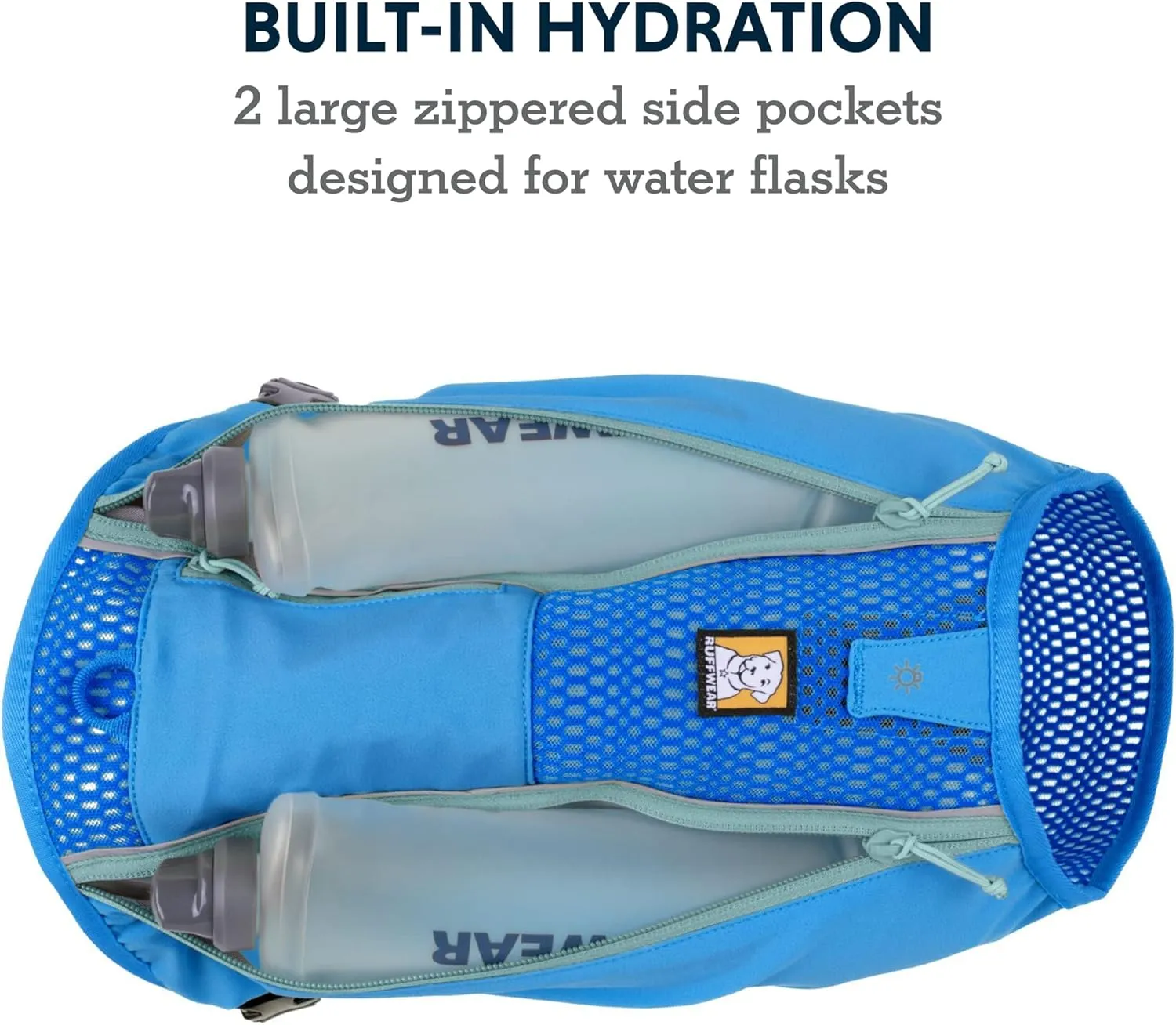 Ruffwear, Trail Runner Running Vest, with Hydration Bladder, Blue Pool, Small