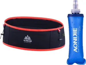 Running Hydration Belt with 250ml Soft Flask for Women and Men, Moisture Wicking Storage Belt for Trailing Running Climbing Jogging Cycling Workout (Black Red,M/L)