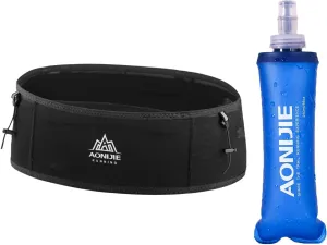 Running Hydration Belt with 250ml Soft Flask for Women and Men, Moisture Wicking Storage Belt for Trailing Running Climbing Jogging Cycling Workout (Full Black,M/L)