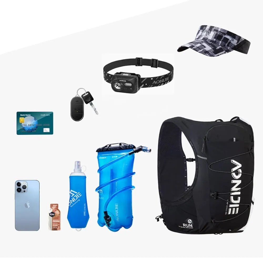 Running Hydration Vest 10L Large Capacity & Fits 6.8 inch Phones,Hydration Backpack for Trail Running,Hiking,Cycling (Black White with 2*500ML,M)
