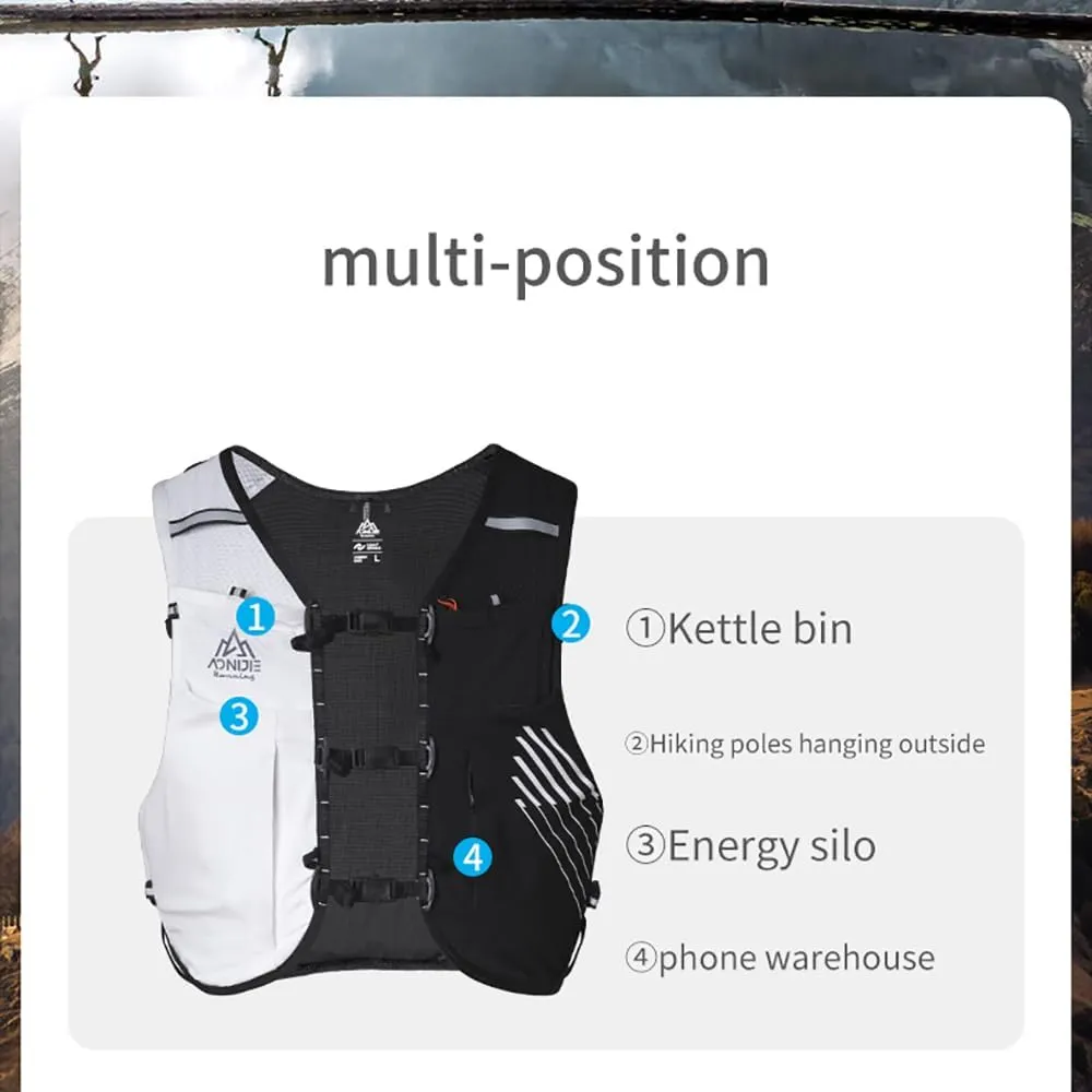 Running Hydration Vest 10L Large Capacity & Fits 6.8 inch Phones,Hydration Backpack for Trail Running,Hiking,Cycling (Black White with 2*500ML,M)