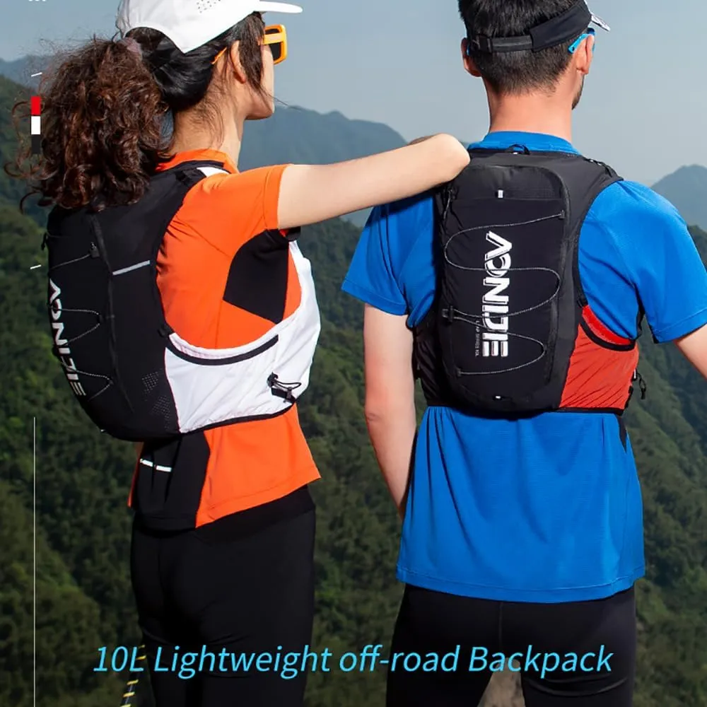 Running Hydration Vest 10L Large Capacity & Fits 6.8 inch Phones,Hydration Backpack for Trail Running,Hiking,Cycling (Black White with 2*500ML,M)
