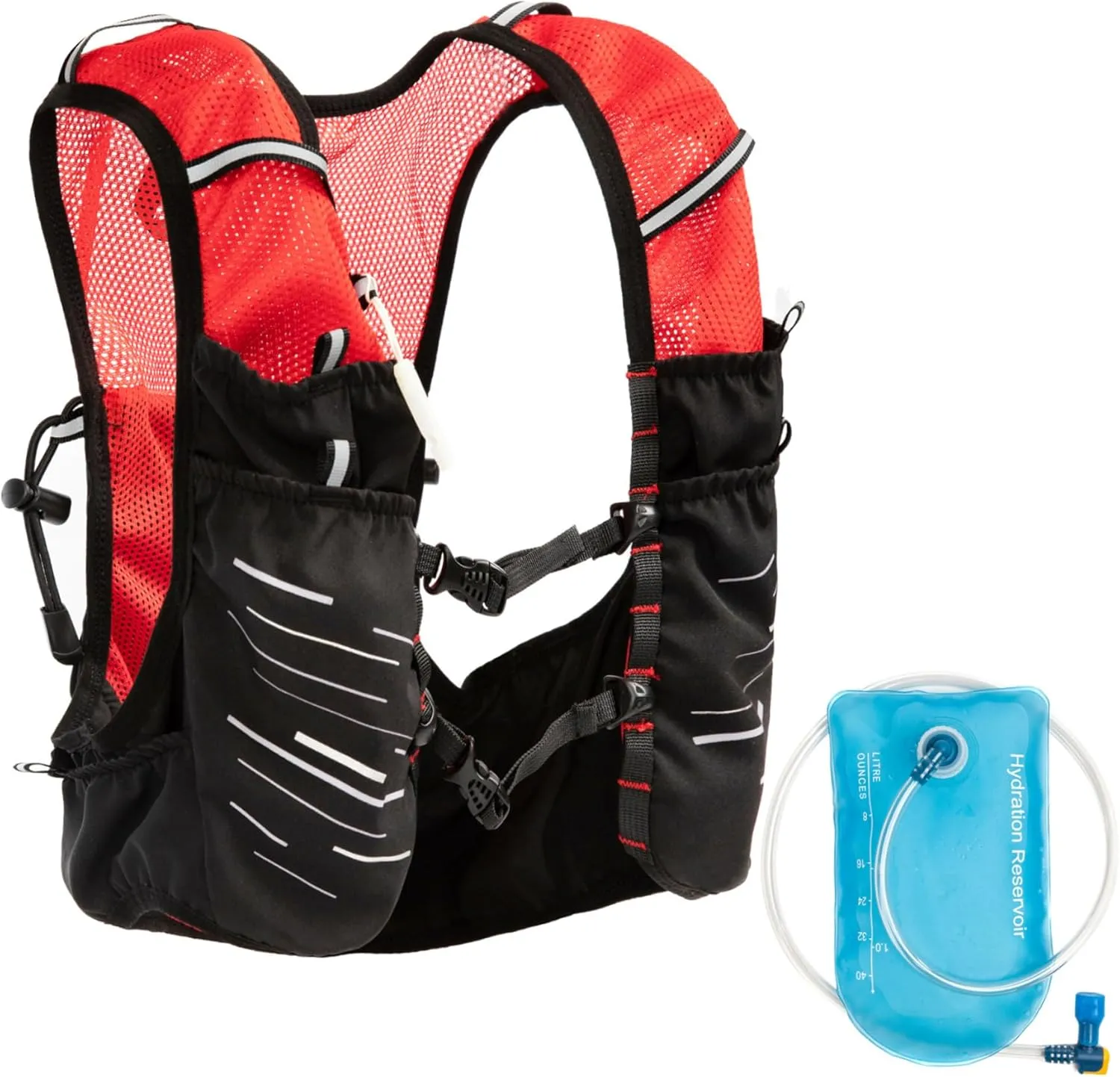 Running Hydration Vest 1L Reflective Hydration Backpack Lightweight Running Water Vest with Adjustable Chest Straps Breathable Pack with Pockets for Marathon Hiking Cycling