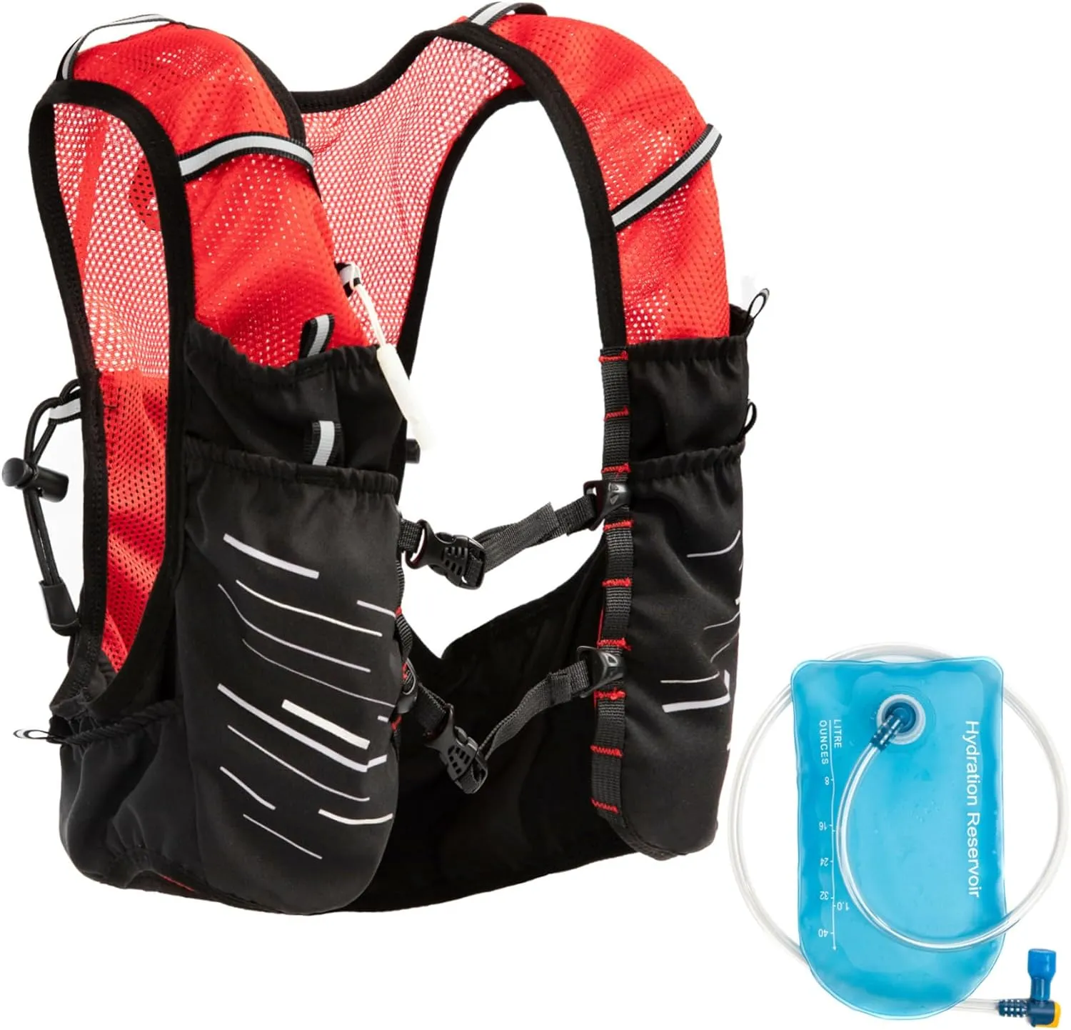 Running Hydration Vest 1L Reflective Hydration Backpack Lightweight Running Water Vest with Adjustable Chest Straps Breathable Pack with Pockets for Marathon Hiking Cycling