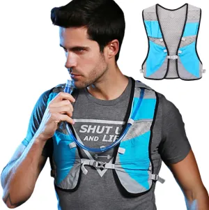 Running Hydration Vest 2L Lightweight Marathon Running Vest with Multiple Pockets Adjustable Running Backpack Vest with Reflective Strip for Cycling Climbing Hiking