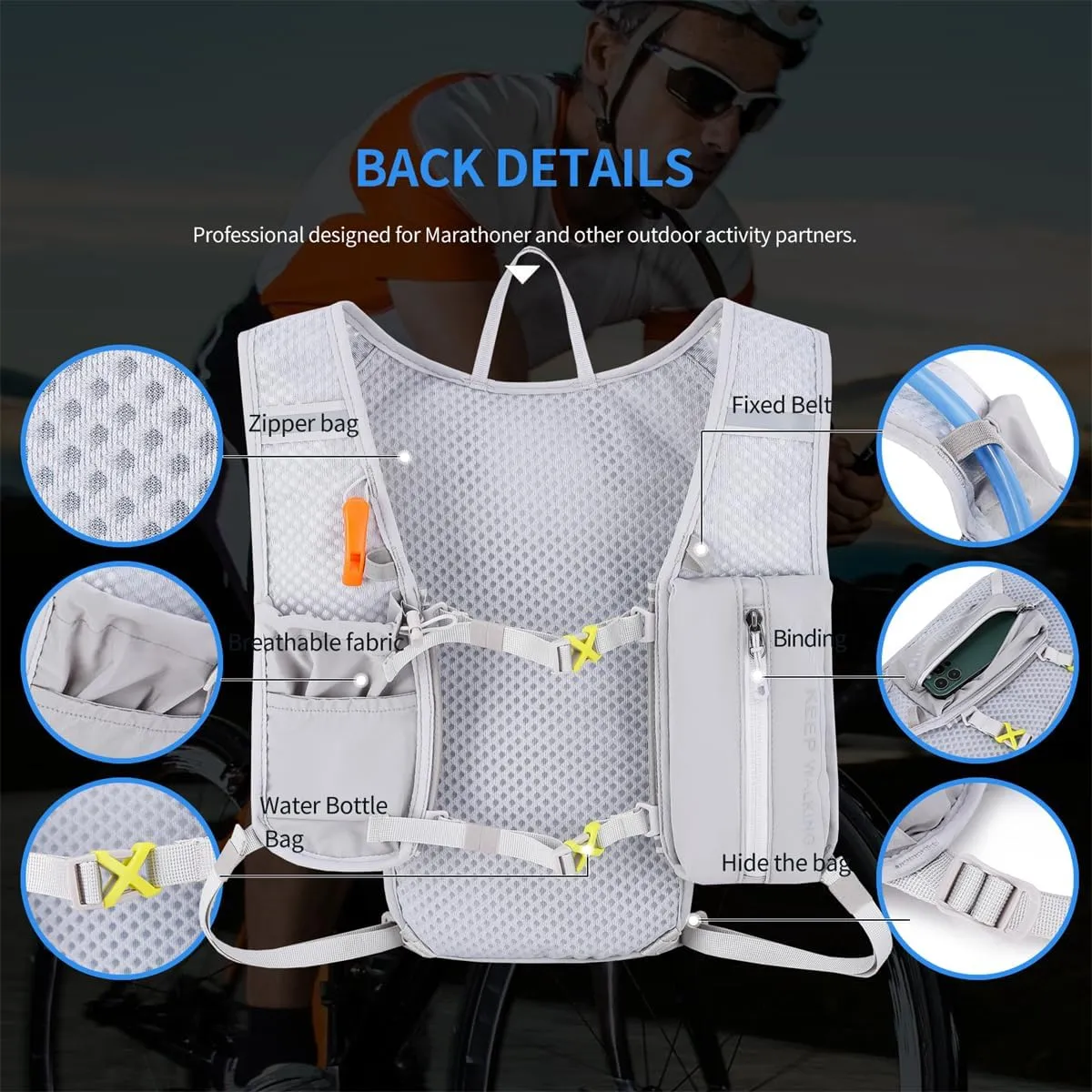 Running Hydration Vest Backpack,Lightweight Insulated Pack Daypack for Hiking Trail Running Cycling Race Marathon for Women Men
