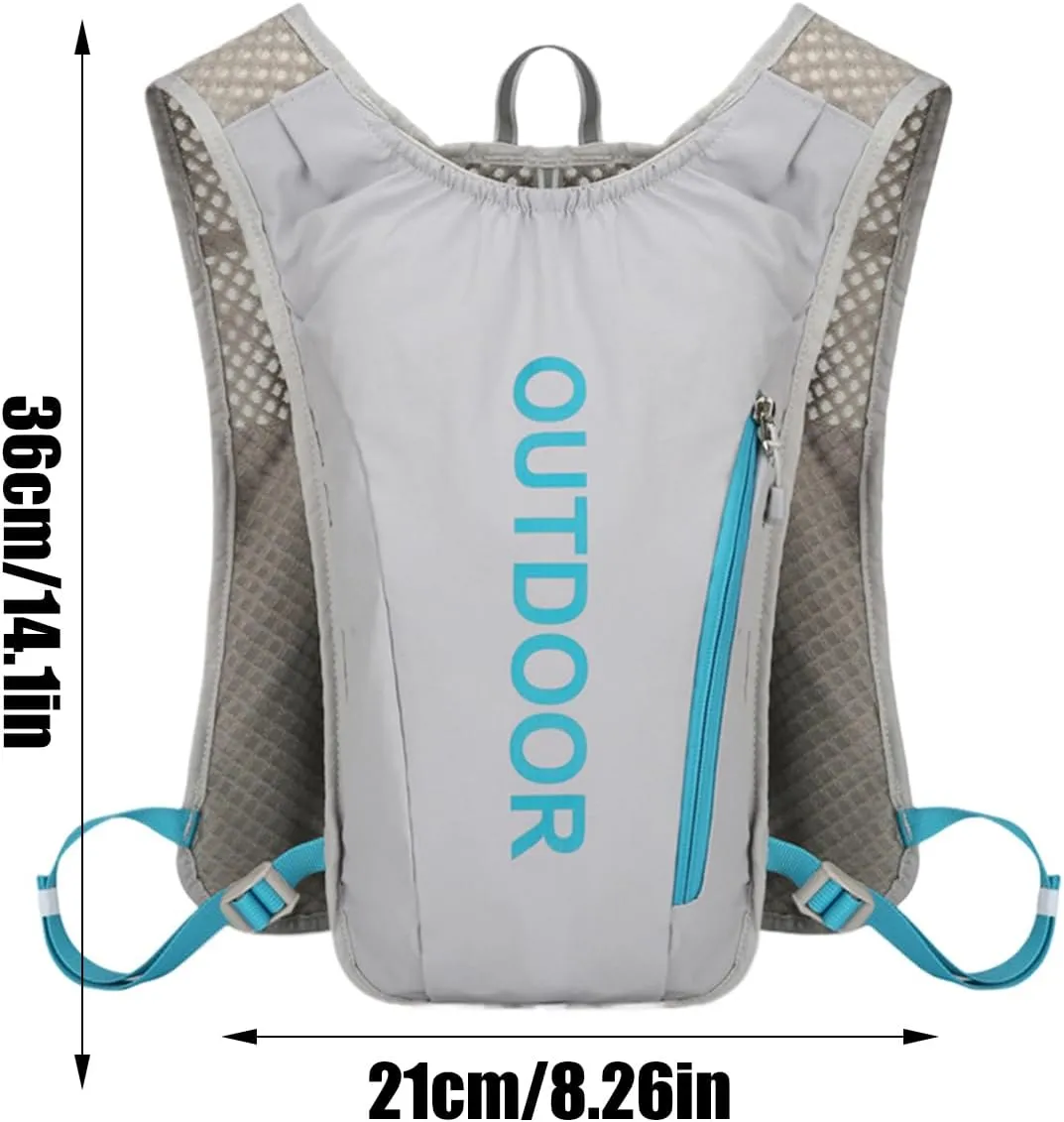 Running Hydration Vest, Water Backpack, Lightweight Outdoor Gear, 36x21x8cm for Reflective Safety Strips, Adjustable Fit, Unisex Trail Running and Hiking