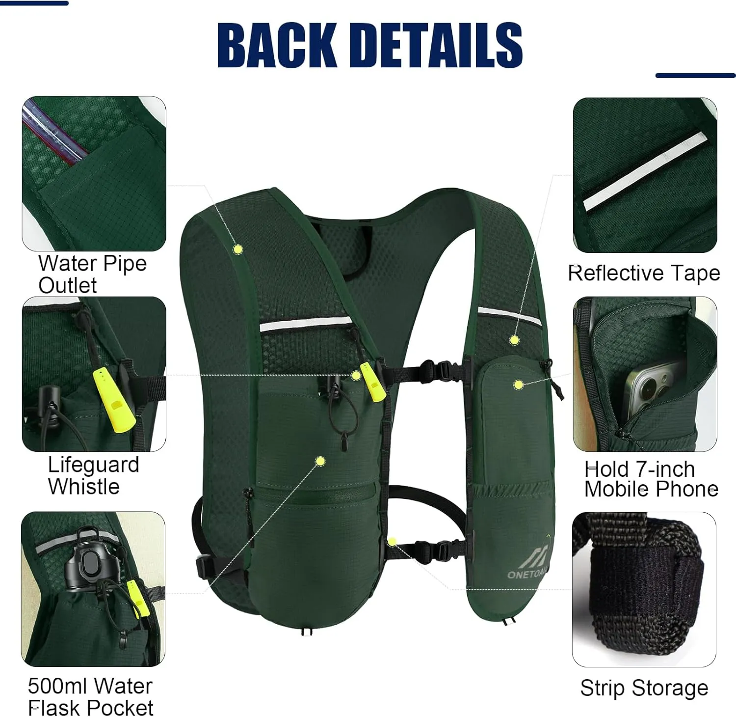 Running Vest for Women & Men, Lightweight 150g Hydration Backpack, 6L Pack for Trail Running, Marathon, Hiking, Cycling, Jogging, Adjustable Fit