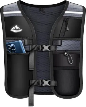Running Vest for Women Men, Lightweight Breathable Hydration Vest with Large Compartment, Reflective Running Hydration Vest, Running Water Vest for Hiking Cycling Marathon Trail Jogging Race