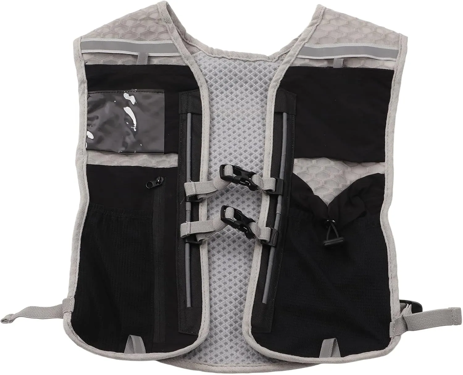 Running Vest, Reflective Vest with Breathable Mesh Adjustable Straps Running Hydration for Women Men Camping Fishing