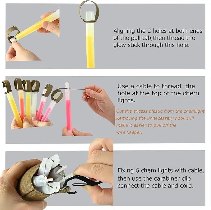 SABADO Tactical Chem Lights with Holders and Carabiner Clip, 6 Ultra Bright Glow Sticks with 12 Hour Duration for Camping Fishing and Hunting