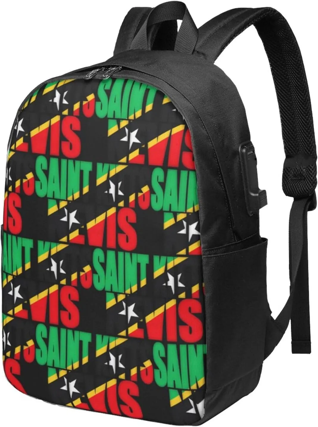 Saint Kitts Nevis Flag Laptop Backpacks Travel Backpack Casual Business Daypack Sport Rucksack Computer Bag Fits up to 17 Inch Notebook with USB Port
