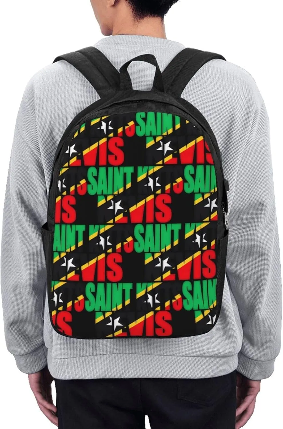 Saint Kitts Nevis Flag Laptop Backpacks Travel Backpack Casual Business Daypack Sport Rucksack Computer Bag Fits up to 17 Inch Notebook with USB Port