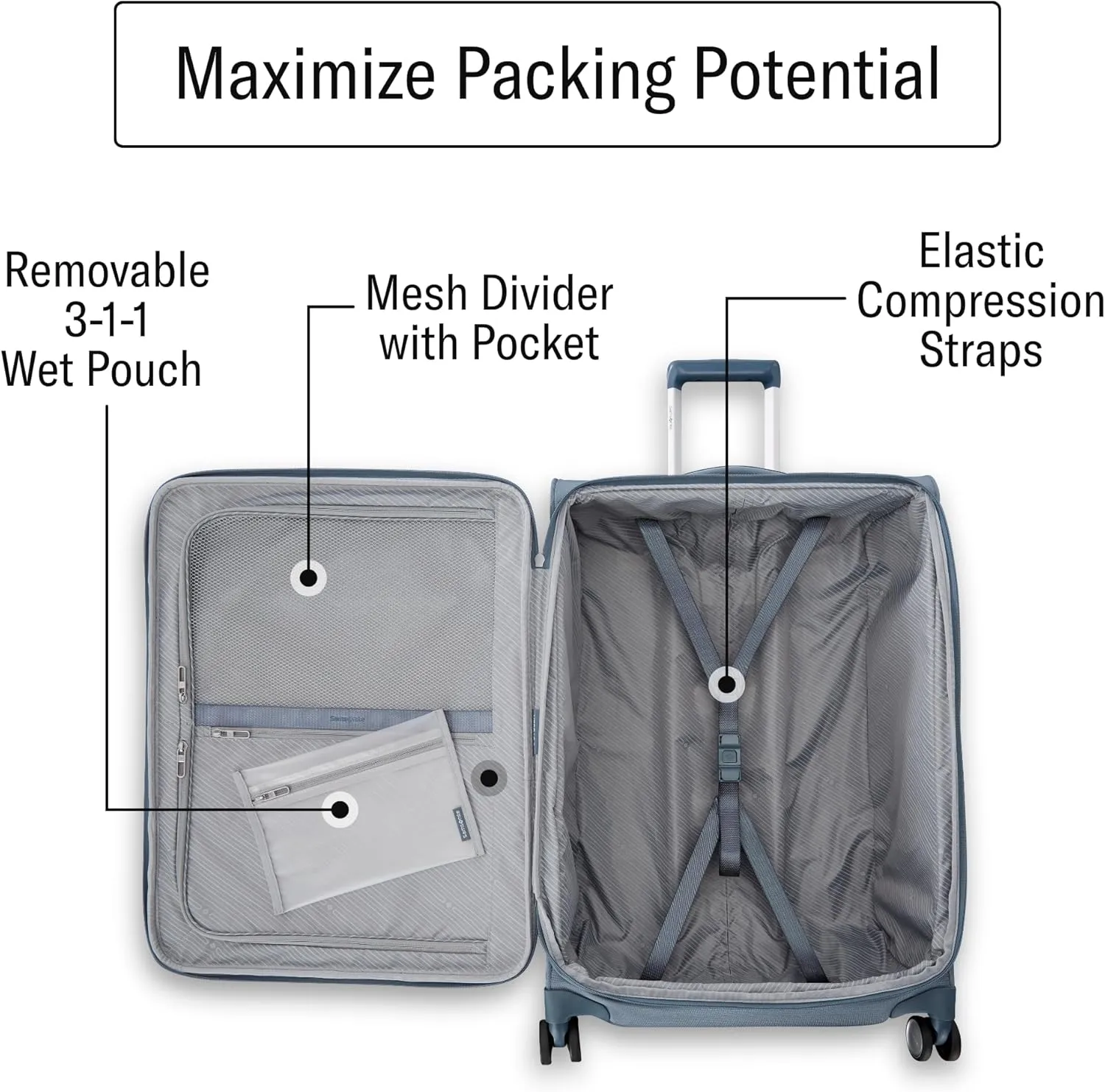 Samsonite UpLIFT 20" Lightweight Softside Carry-On Luggage with Spinner Wheels - Expandable - Airline-Approved, Polyester Soft Suitcase for Ultra Light Travel - Elemental Blue