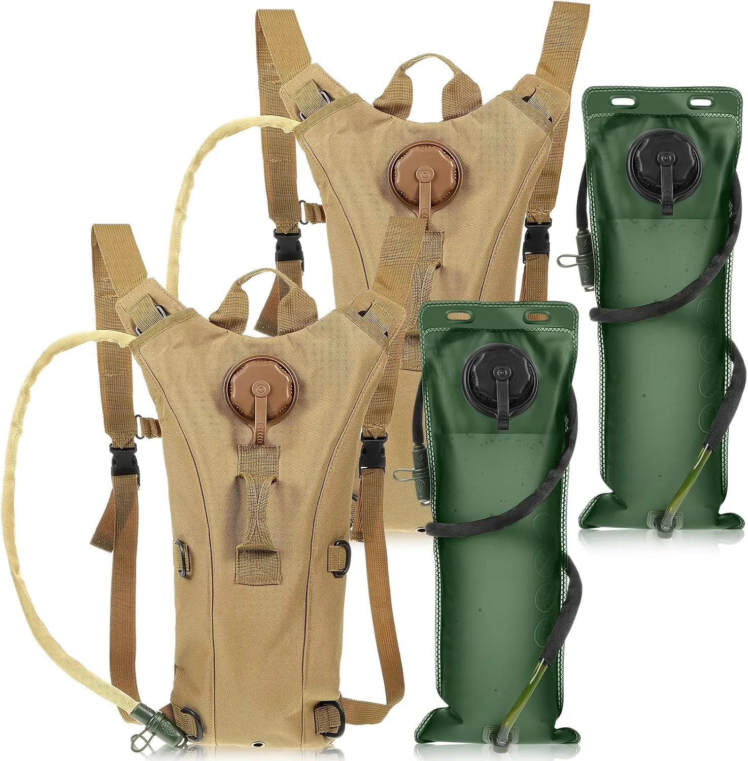 Sanwuta 2 Pcs Hydration Backpack with 3 Liter Water Bladder Tactical Lightweight 17.72 x 7.87 Inch Hydration Pack Backpack Water Backpack Hydration Bag Water Bag for Hiking Running