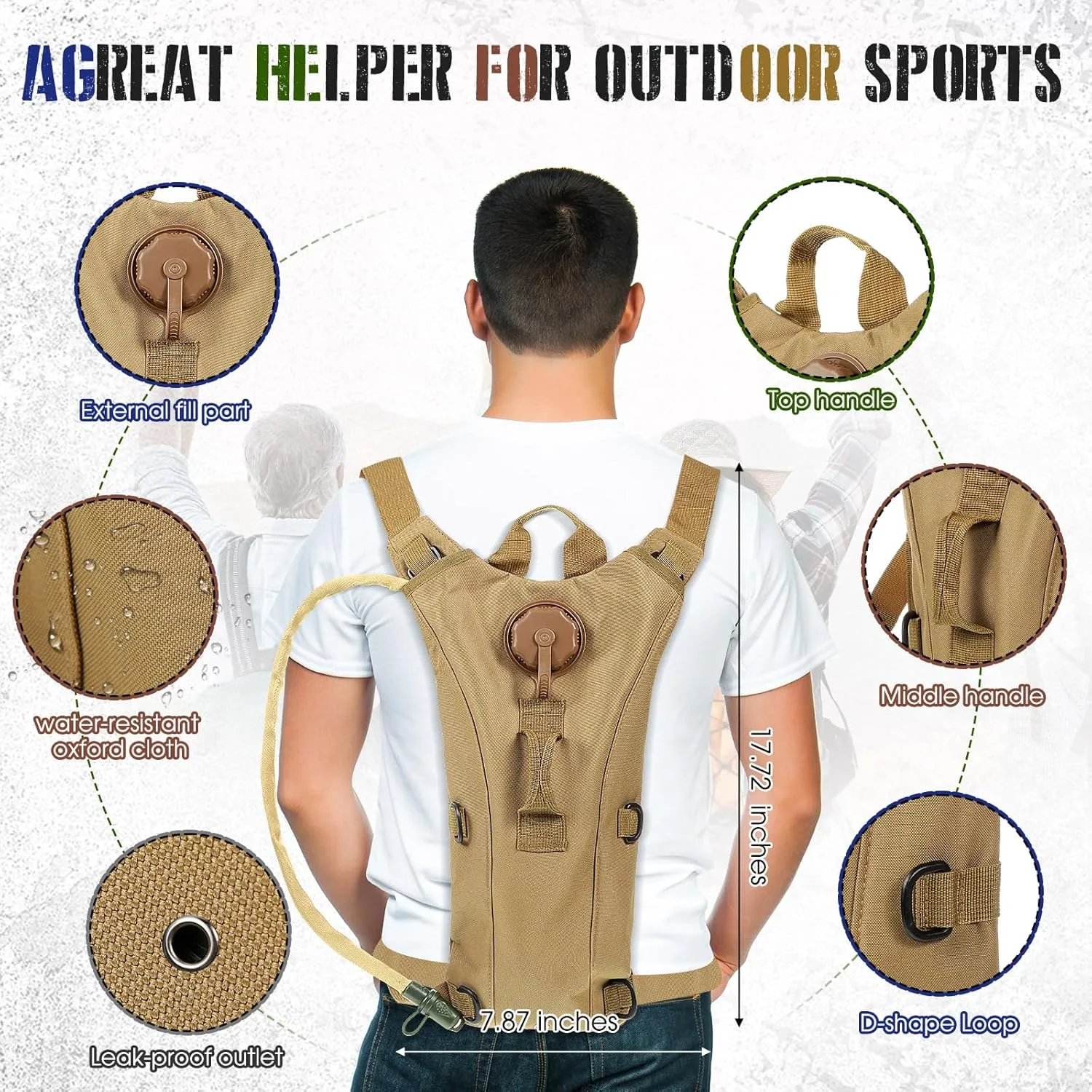 Sanwuta 2 Pcs Hydration Backpack with 3 Liter Water Bladder Tactical Lightweight 17.72 x 7.87 Inch Hydration Pack Backpack Water Backpack Hydration Bag Water Bag for Hiking Running