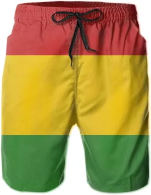 SARA NELL Men's Swim Trunks Reggae Rasta Flag Surfing Beach Board Shorts Swimwear