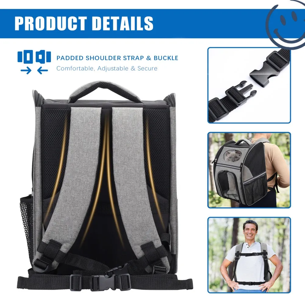 ScratchMe Pet Travel Carrier Soft Sided Portable Bag for Cats and Small Dogs, Collapsible, Durable, Airline Approved, Travel Friendly, Carry Your Pet with Safely and Comfortably, Black