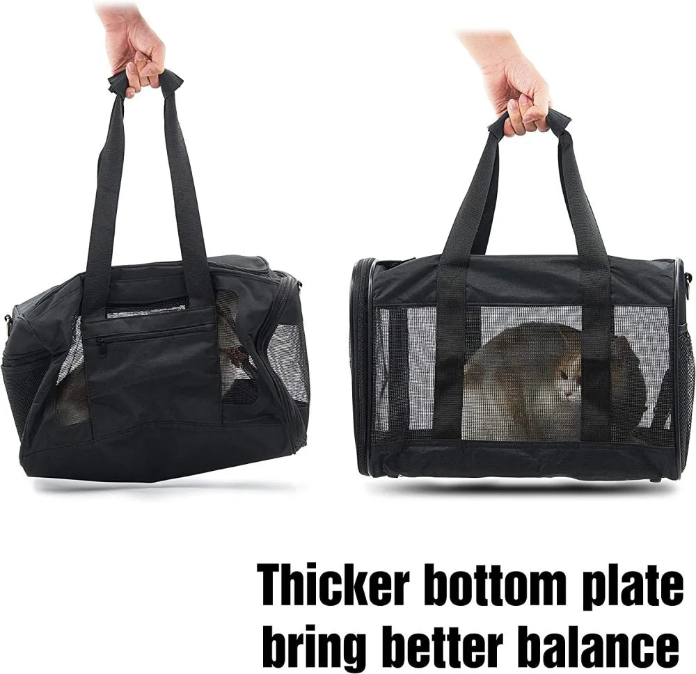 ScratchMe Pet Travel Carrier Soft Sided Portable Bag for Cats and Small Dogs, Collapsible, Durable, Airline Approved, Travel Friendly, Carry Your Pet with Safely and Comfortably, Black