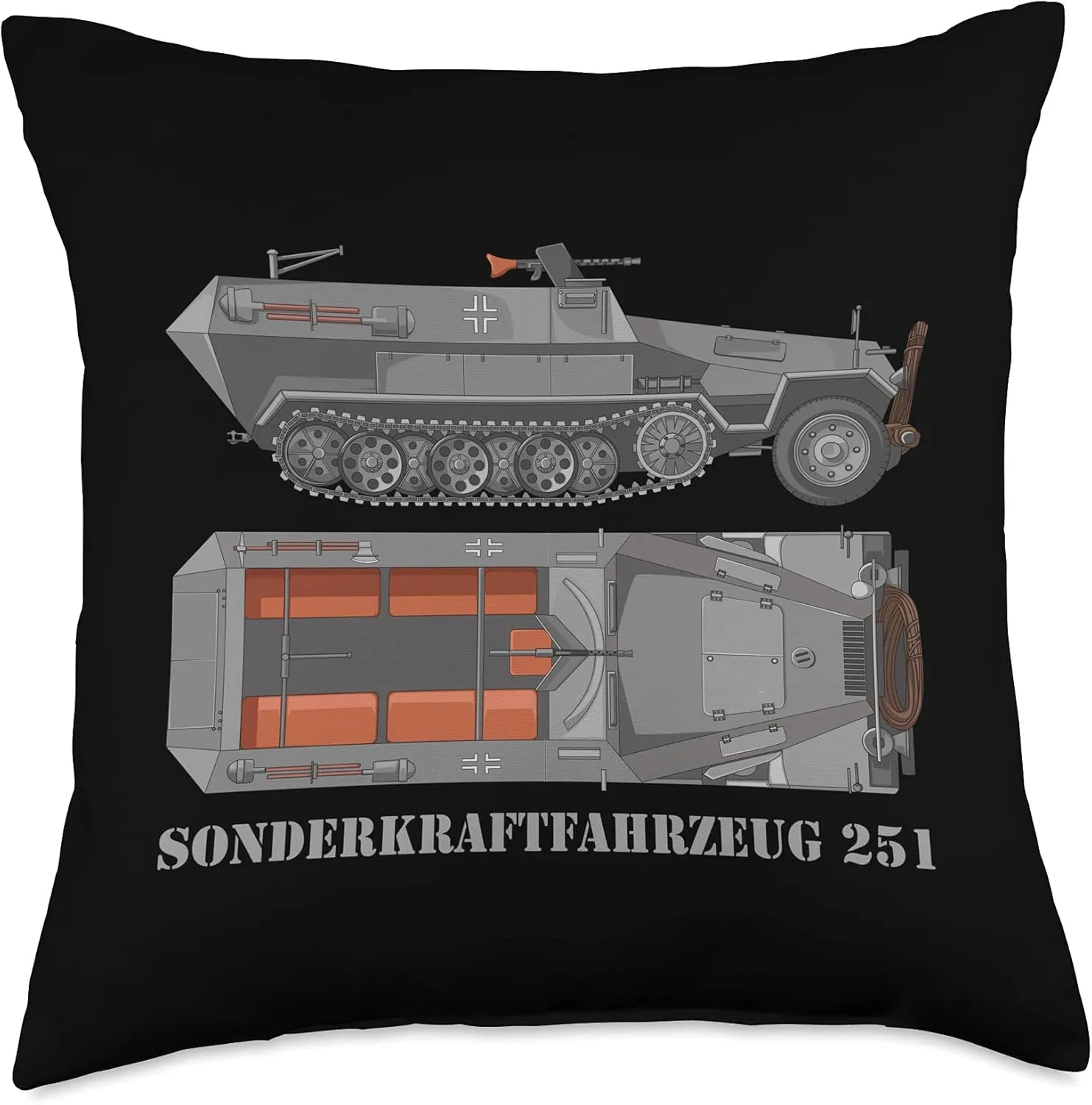 SdKfz 251 German WW2 Half-track APC Hanomags Diagram Throw Pillow