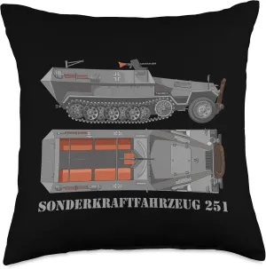 SdKfz 251 German WW2 Half-track APC Hanomags Diagram Throw Pillow