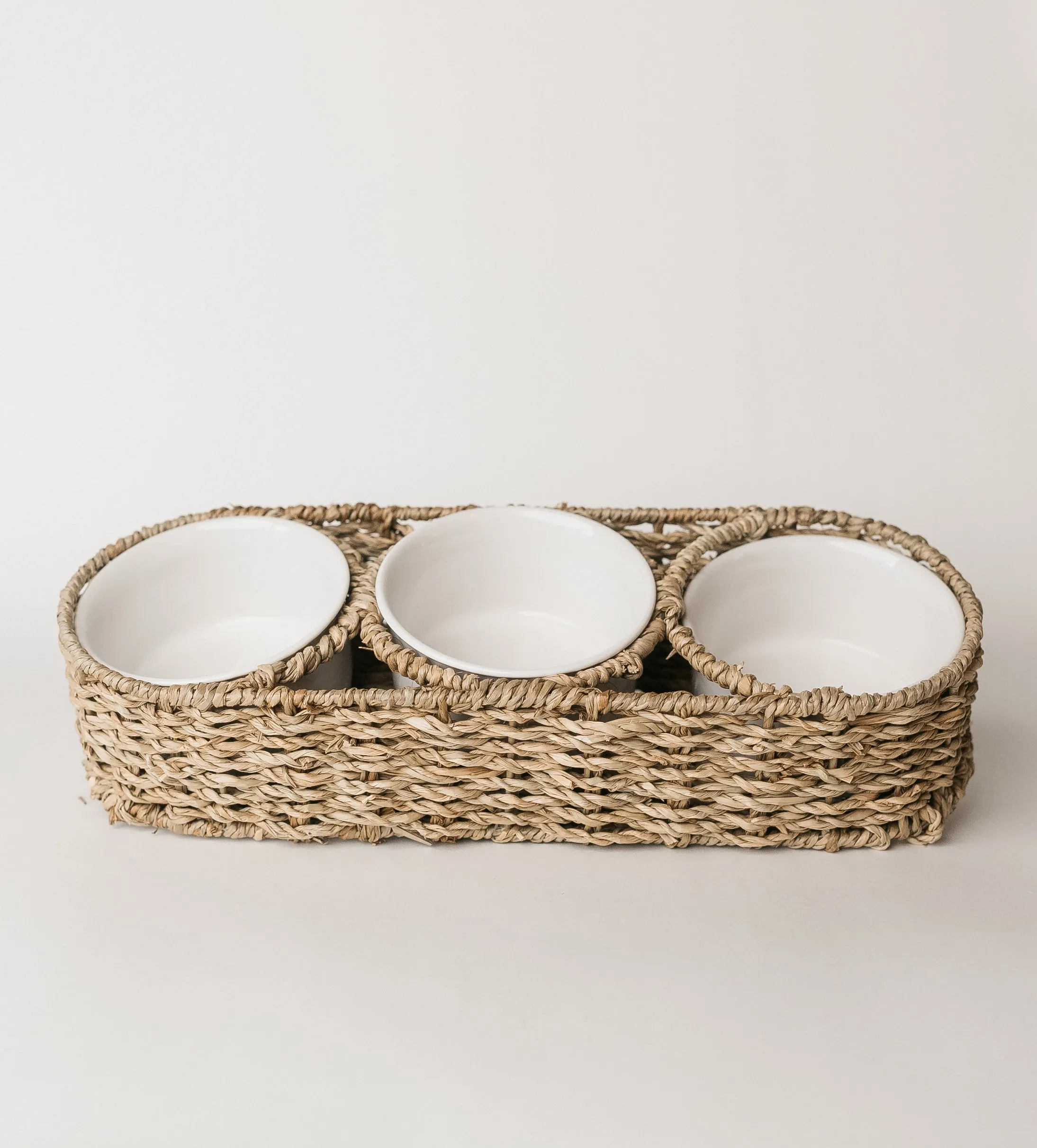 Seagrass Woven Basket & Ceramic Bowls