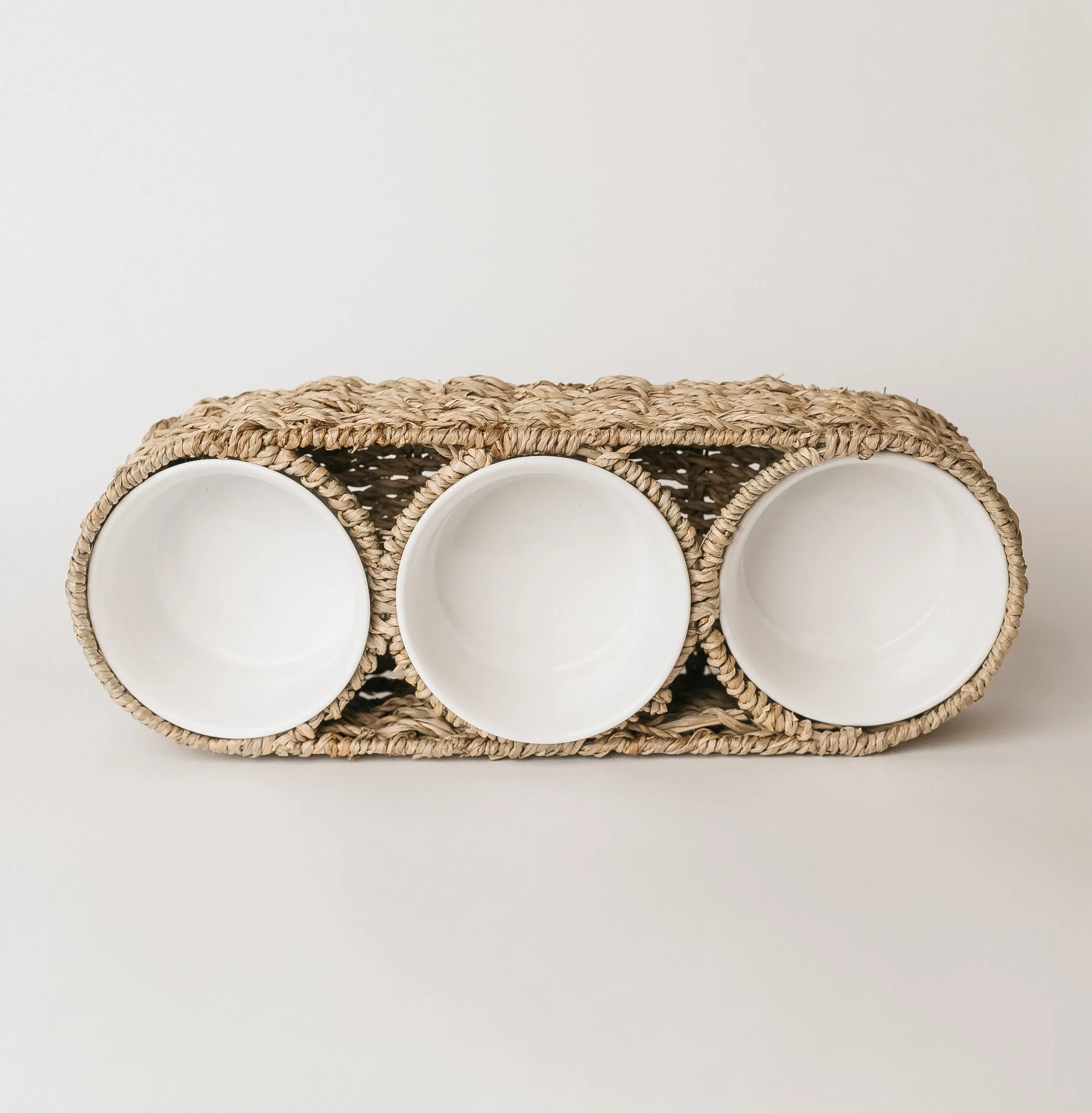 Seagrass Woven Basket & Ceramic Bowls