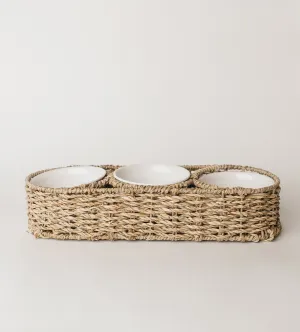 Seagrass Woven Basket & Ceramic Bowls