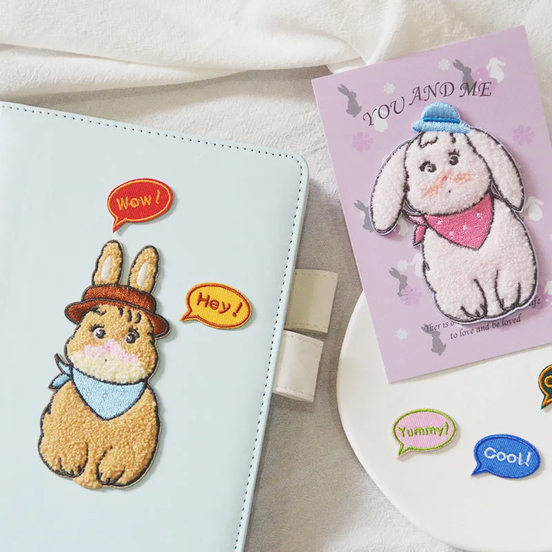Self-Adhesive Towel Embroidered Rabbit Patches 2 Pack