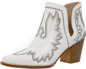 SelRoys Cowboy Boots for Women Cowgirl Ankle Western Embroidered Stitched Pointed Toe Cutout Chunky Heels Short Booties Red Brown Black US5-11