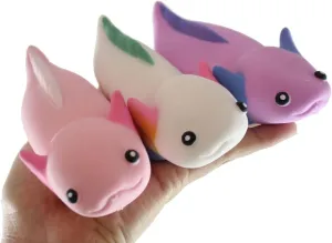 Set of All 3 Color Sand Filled Stretchy Axolotl - Moldable Sensory, Stress, Squeeze Fidget Toy ADHD Special Needs Soothing (Set of All 3 Colors)