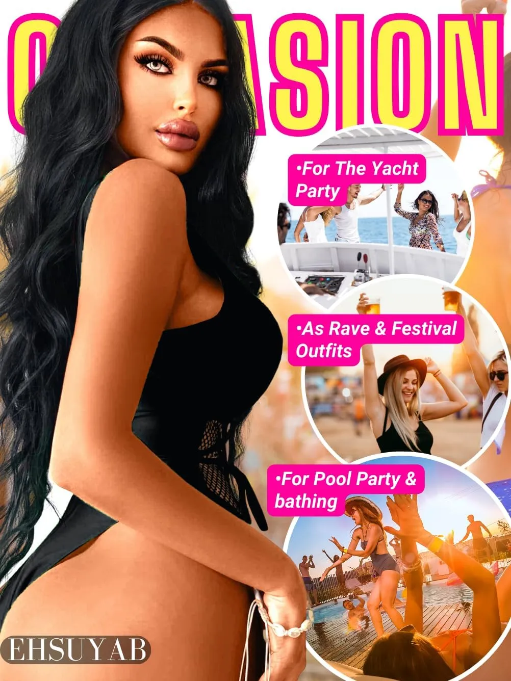Sexy One Piece Swimsuits, High Cut Backless, Plunge Rave Outfits