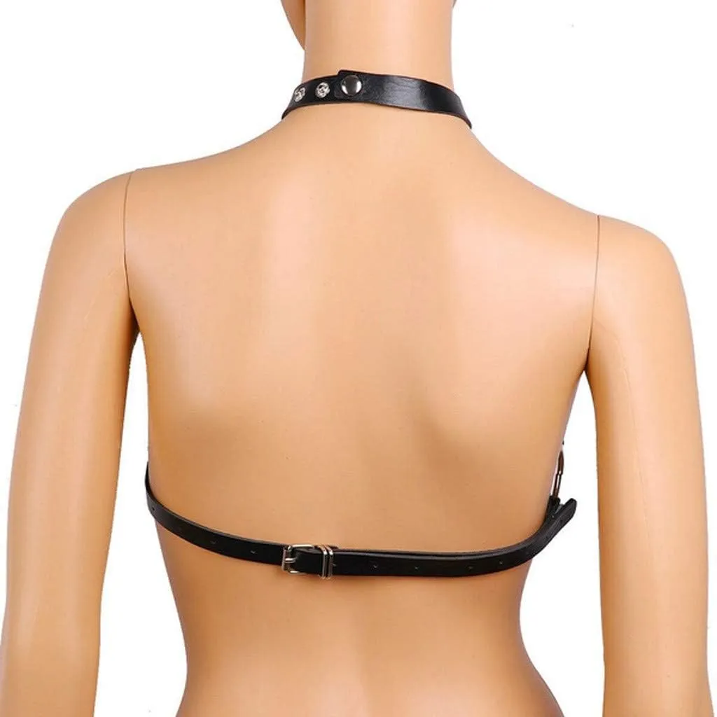 Sexy Women Lingerie Body-Harness Faux Leather Open Bra Full Cage Bondage Hollow Out BDSM Festival Clothing