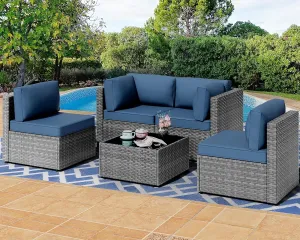 Shintenchi 5 Pieces Outdoor Patio Furniture Sets, Patio Sectional Sofa Couch, Furniture Modular Patio Conversation Sets Patio Sofa with Coffee Table (Aegean Blue)