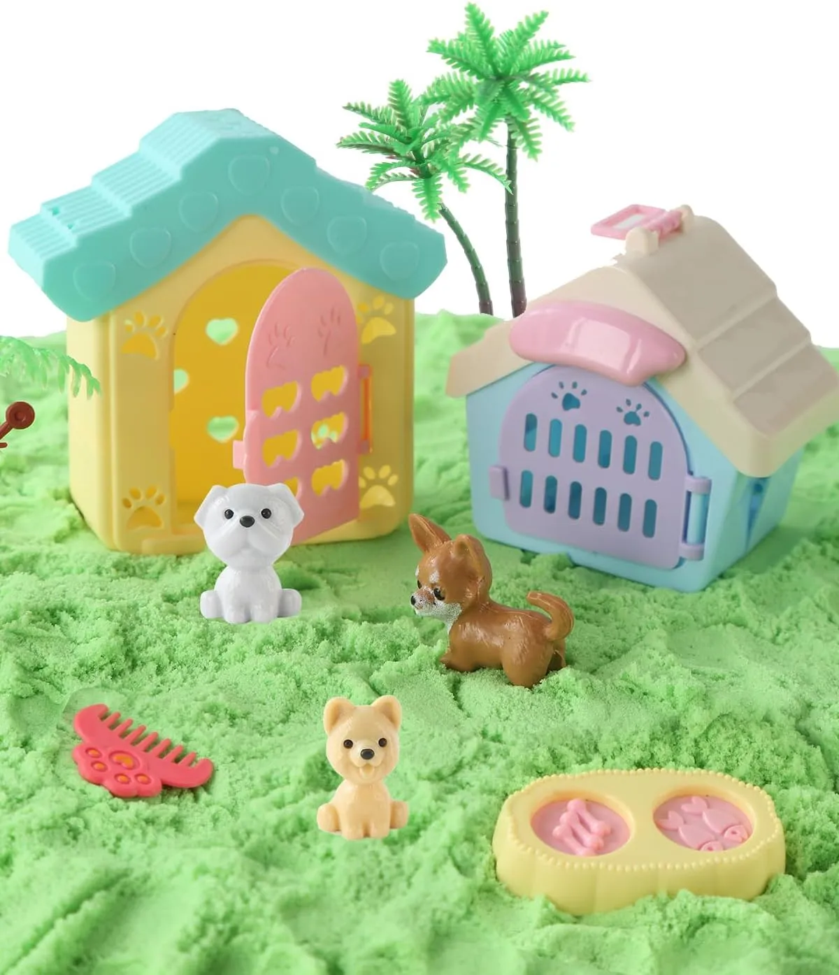 Sikmcle 36 PCS Pet Sensory Bin Moldable Sensory Sand Kit, Sandbox with Lid, Dog and Cat Toddler Toys, Kids 3-7