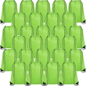 Silkfly 100 Pieces Drawstring Backpack Bags Bulk Portable Blank Cinch Storage Bags for Sports, School, DIY Gifts, Homeless, Social Assistance(Grass Green)