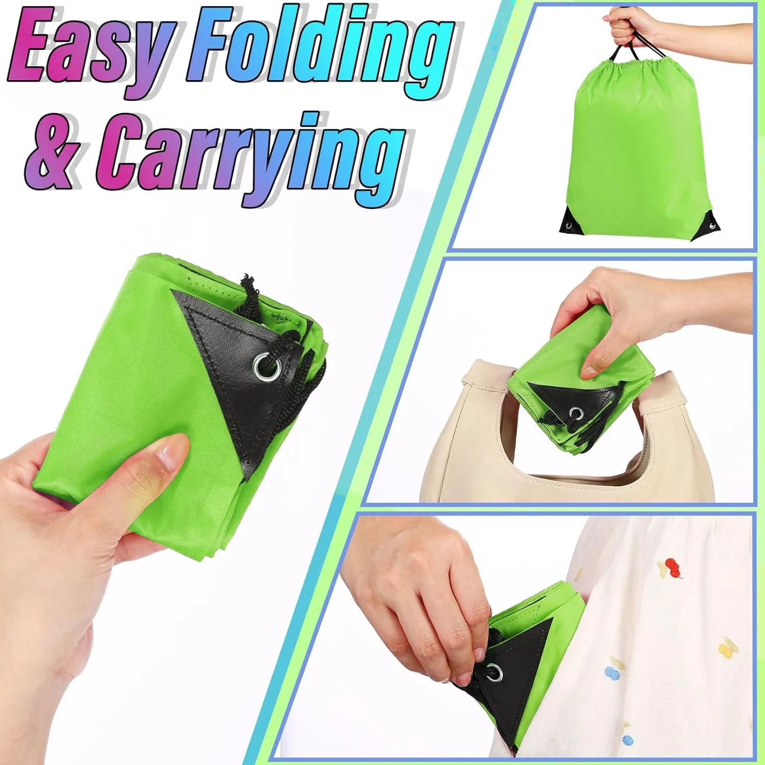 Silkfly 100 Pieces Drawstring Backpack Bags Bulk Portable Blank Cinch Storage Bags for Sports, School, DIY Gifts, Homeless, Social Assistance(Grass Green)