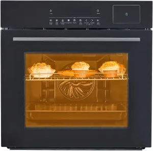Single Wall Oven 24", Built-in Electric Ovens with Steam&Grill&Air Frying Mode, 3000W, 240V, 2.5Cu.ft Convection Built-in Oven, Stainless Steel, Touch Screen
