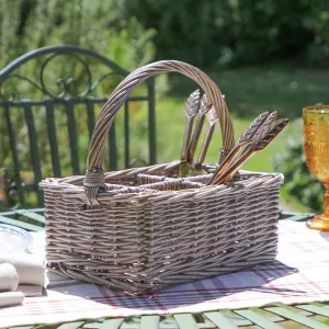 Six Compartment Wicker Cutlery Caddy
