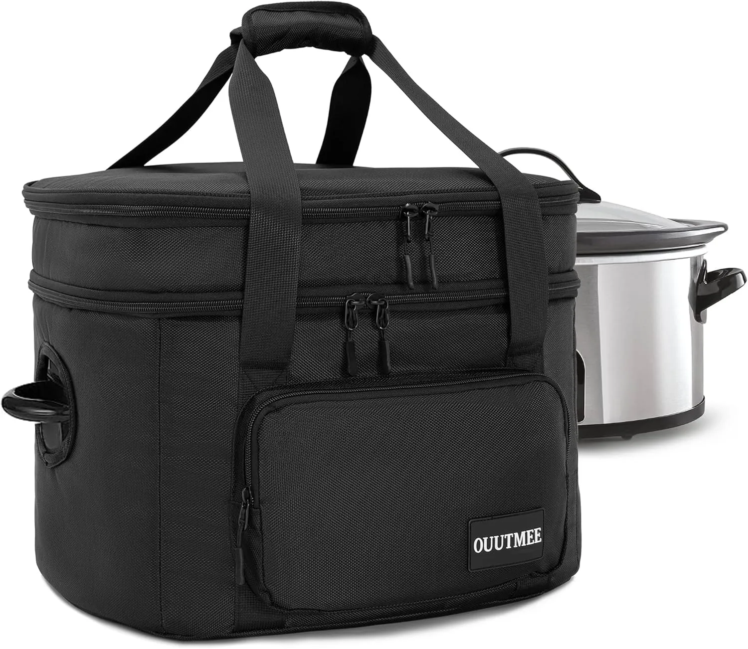 Slow Cooker Travel Bag, 2 Layers Slow Cooker Carrier, Compatible with 6, 7, 8 Quart Crock-Pot, Insulated Travel Carrier with Easy to Clean Lining