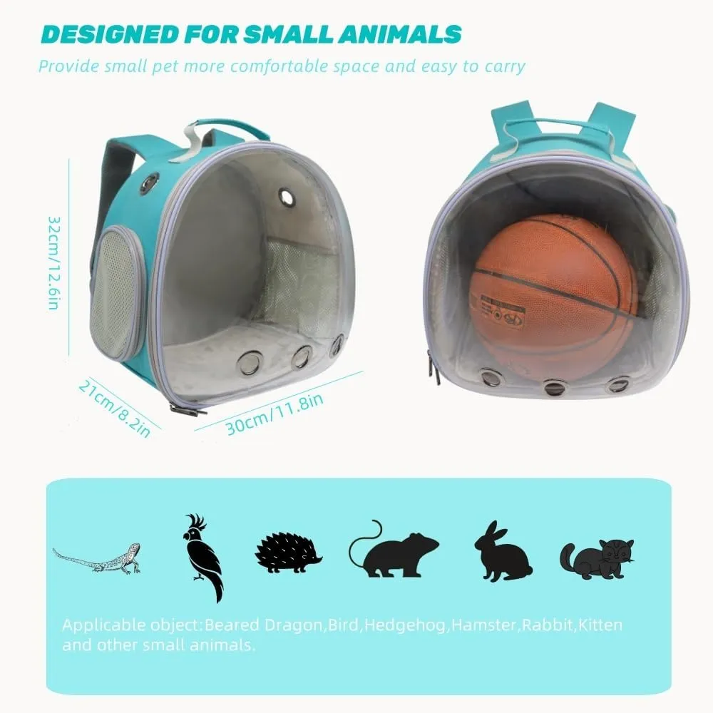 Small Animal Carrier Backpack for Guinea Pig Bird Bunny Cat Kitten Lizard Rabbit Squirrel Beared Dragon Portable Travel Carrier Backpack Space Capsule Bubble Window Carrier (Green)