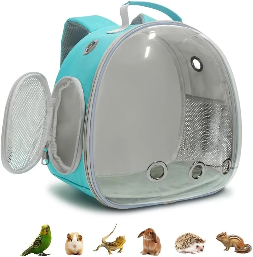 Small Animal Carrier Backpack for Guinea Pig Bird Bunny Cat Kitten Lizard Rabbit Squirrel Beared Dragon Portable Travel Carrier Backpack Space Capsule Bubble Window Carrier (Green)